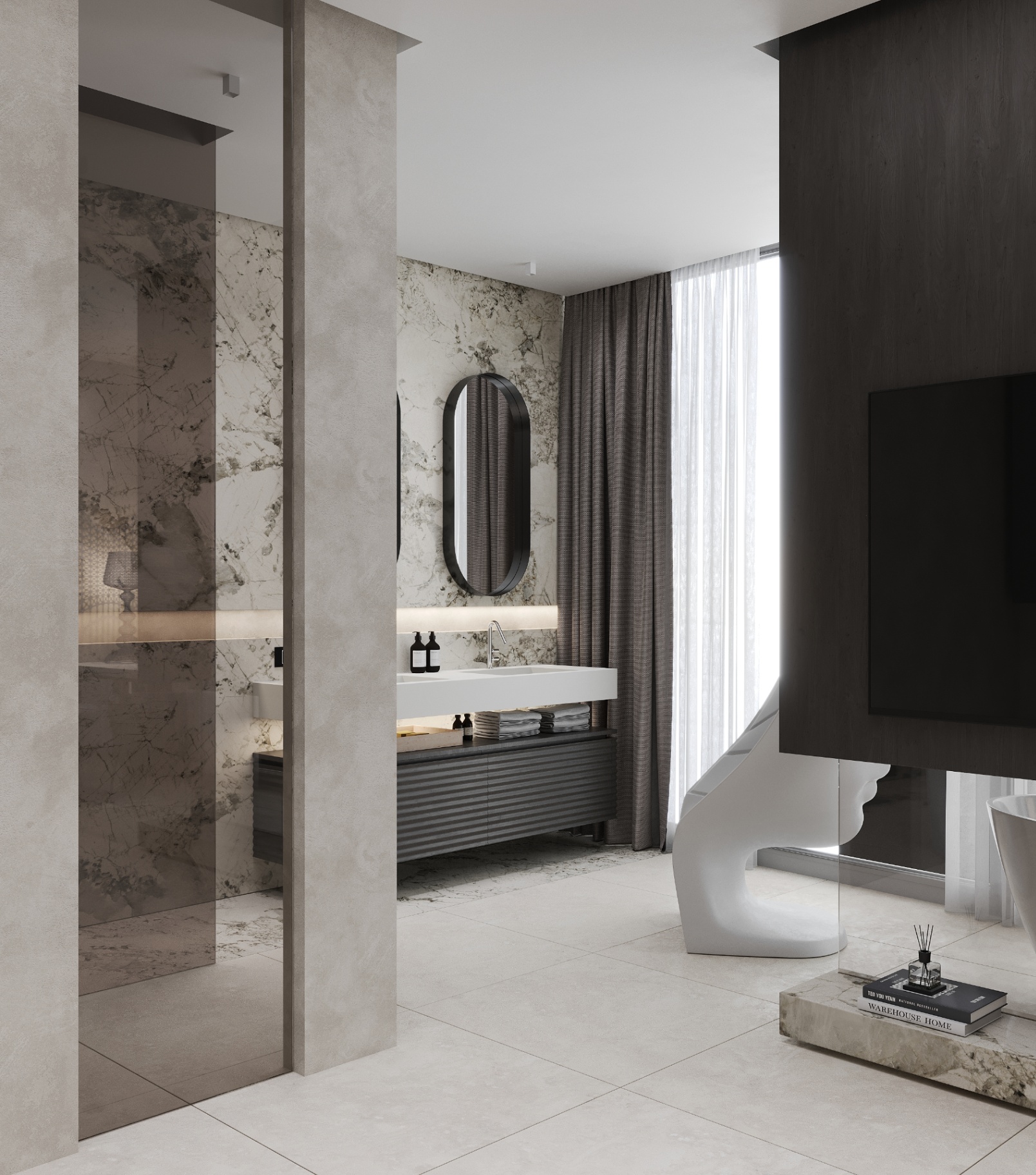 Bagno padronale con Nemo e specchi ovali
